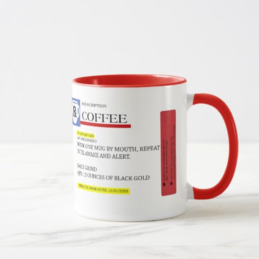 Tasse d'intoxiqué de caféine de prescription de (Droite)