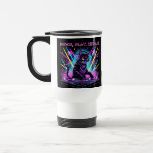 Tasse DJ Chat Paws Play Repeat Cadeau Drôle pour