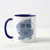 Tasse Dog Dad Dachshund - Nom personnalisé bleu gl (Gauche)