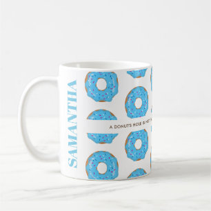 Tasse Donut Bleue avec Nom et Citation