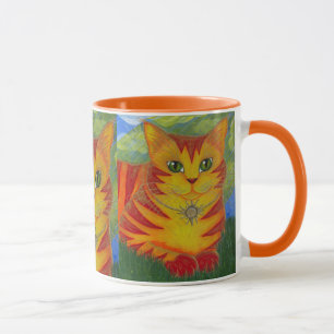 Tasse d'or d'art d'imaginaire de chat de Sun d'or