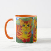 Tasse d'or d'art d'imaginaire de chat de Sun d'or (Gauche)