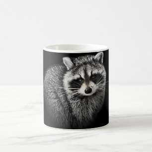 Tasse douce de Racoon. Sur le noir
