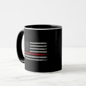 Tasse drapeau américain Thin Red Line _ Cadeau de  (Devant gauche)