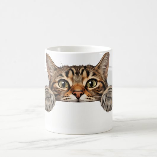 Tasse drôle à illusion optique avec un chat 3D qui (Centre)