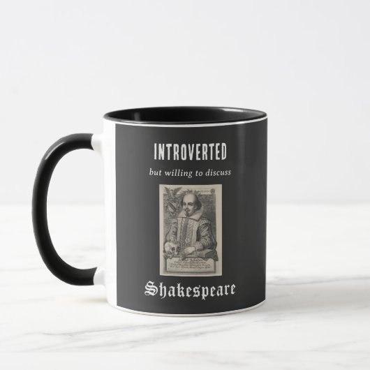 Tasse drôle à thème littéraire Shakespeare introve (Gauche)
