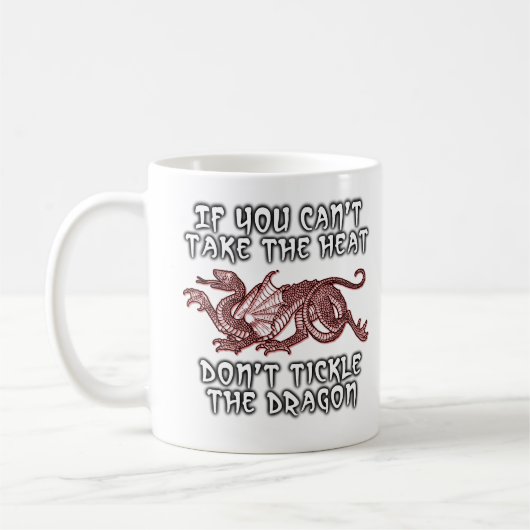 Tasse drôle "Chatouille le dragon" Humour (Gauche)
