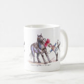 Tasse drôle de bande dessinée de bleus et de (Devant droit)