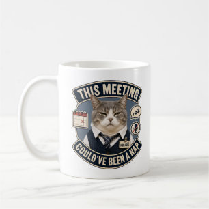 Tasse drôle de chat de bureau Cette réunion aura