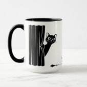 Tasse drôle de chat noir Peekaboo (Gauche)