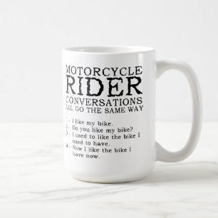 Tasse drôle de conversations de moto