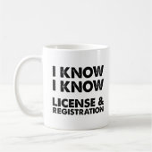 Tasse drôle de licence et d'immatriculation (Gauche)