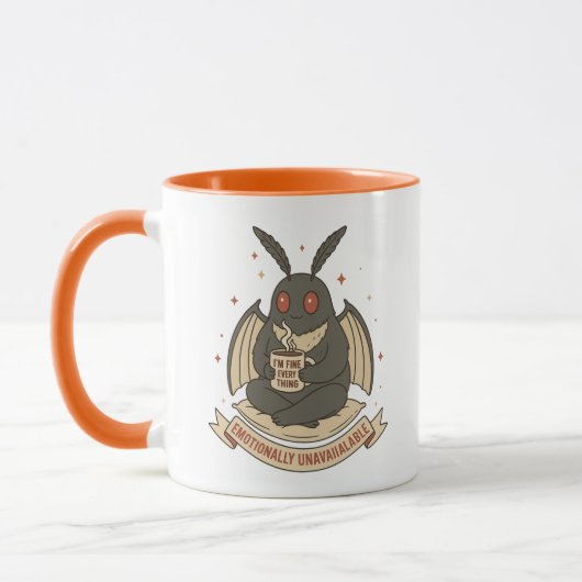 Tasse drôle de Mothman – Cryptide de soutien émoti (Gauche)