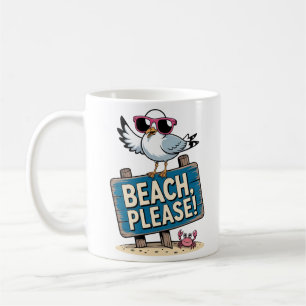 Tasse drôle de plage s'il vous plaît mouette imper