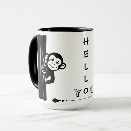 Tasse drôle de singe Peekaboo (Devant gauche)
