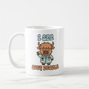 Tasse drôle de vache Highland « Je vois des malade
