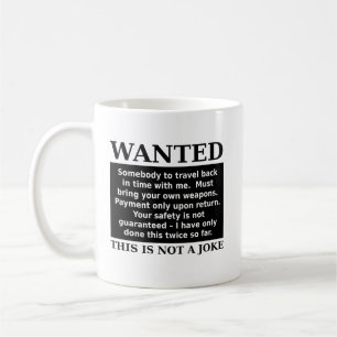 Tasse drôle d'humour publicité voyage dans le temp