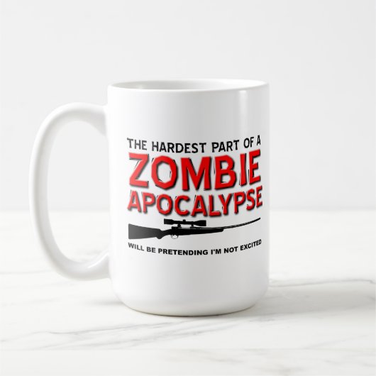 Tasse drôle excitée pour l'Apocalypse de Zombie (Gauche)