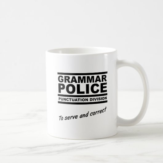 Tasse Drôle Police de Grammaire (Droite)