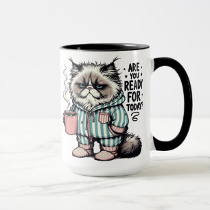 Tasse du matin pour chat grincheux drôle Êtes-vous