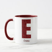 Tasse E Monogramme Pailleté Moderne avec Nom (Gauche)
