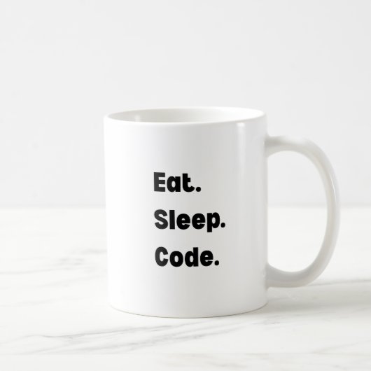 Tasse Eat Sleep Code – Cadeau Motivationnel pour D (Droite)