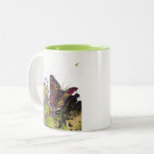 Tasse éclaboussée 11oz (blanc/chaux) de papillon (Devant gauche)