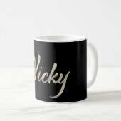 Tasse écriture main or blanc Nicky tasse à café (Devant droit)