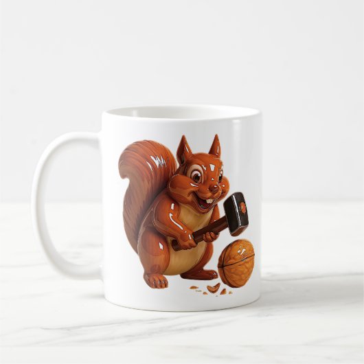 Tasse Écureuil Drôle avec Marteau (Gauche)