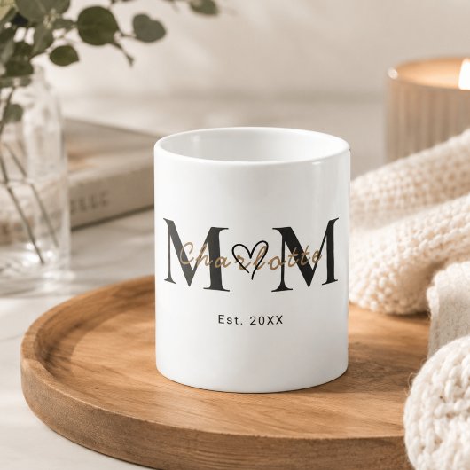 Tasse élégante avec nom de maman et année d'établi