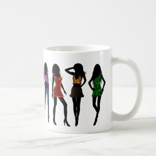 Tasse élégante de silhouette de filles de mode d