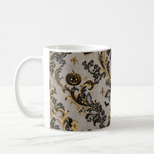 Tasse élégante gothique d'Halloween damassé - Noir