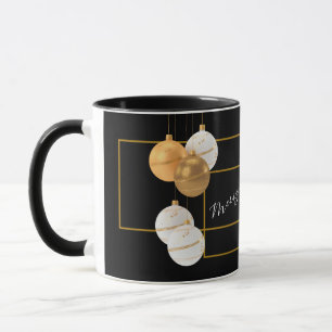 Tasse élégante noire et or personnalisée Joyeux No