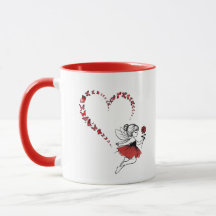 Tasse Élégante Papillon Rouge Cœur Fée Deux Tons