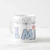 Tasse Emma Mignonne Point Bleu Nom Personnalisé (Devant gauche)
