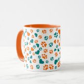 Tasse empreinte de patte orange et sarcelle vibran (Devant gauche)