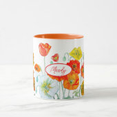 Tasse en aquarelle à motif de fleurs de pavot roug (Centre)