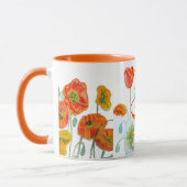 Tasse en aquarelle à motif de fleurs de pavot roug (Gauche)