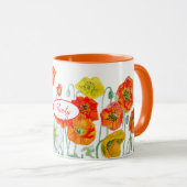 Tasse en aquarelle à motif de fleurs de pavot roug (Devant droit)