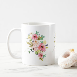 Tasse en céramique à l'aquarelle florale