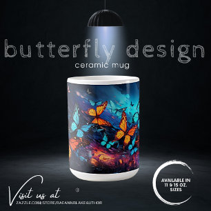 Tasse en céramique à motif papillon audacieux