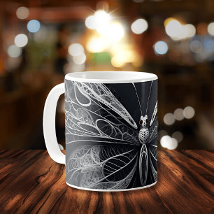 Tasse en céramique à motif papillon noir et blanc