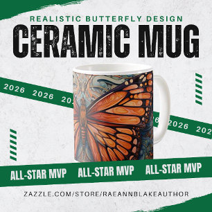 Tasse en céramique à motif papillon réaliste