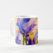 Tasse en céramique aux iris violets de printemps a (Devant gauche)