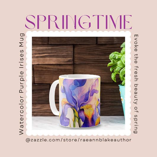 Tasse en céramique aux iris violets de printemps a