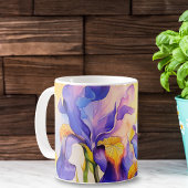 Tasse en céramique aux iris violets de printemps a