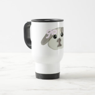 Tasse en céramique avec l'art d'un chiot blanc mig