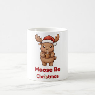 Tasse en céramique avec un orignal joyeux et un ch