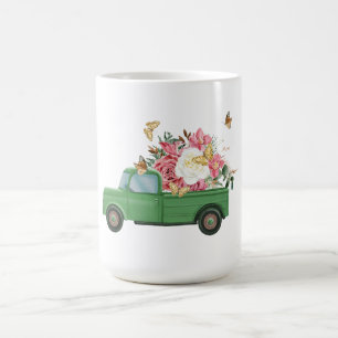 Tasse en céramique Camion vert avec papillon flora