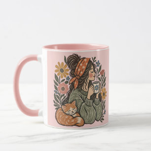 Tasse en céramique Cozy Cottagecore Chat & Café